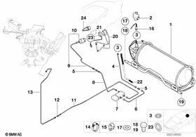 Gas bottle/pressure tubeing — BMW E36 factory diagram