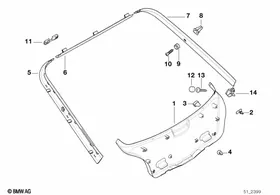 Trim panel, trunk lid — BMW E36 factory diagram