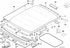 Folding sliding roof frame — BMW E36 factory diagram