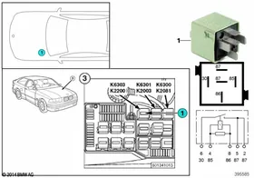 Relay, oxygen sensor K6303 — BMW E36 factory diagram