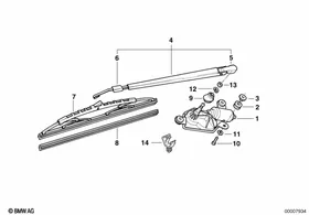 Single parts for rear window wiper — BMW E36 factory diagram