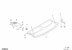 Rear window shelf — BMW E36 factory diagram