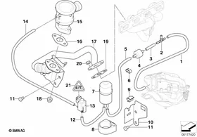 Air pump f vacuum control — BMW E36 factory diagram