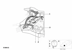 Relay positioning, engine compartment — BMW E36 factory diagram
