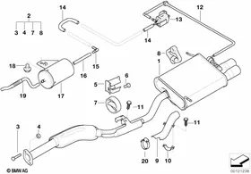 Exhaust system, rear — BMW E36 factory diagram