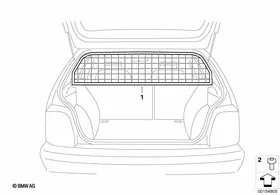 Boot partitioning grate — BMW E36 factory diagram