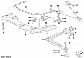 Front axle support/wishbone/stabilizer — BMW E36 factory diagram