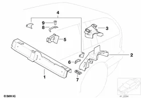 Floor parts rear interior — BMW E36 factory diagram