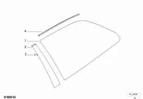 Side window, fixed — BMW E36 factory diagram