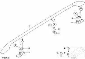 Roof moulding/Roof rail — BMW E36 factory diagram