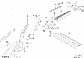 Trim panel A- / B- / C- / D-Column — BMW E36 factory diagram