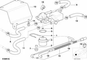 3/2-way valve and fuel hoses — BMW E36 factory diagram