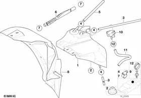 Expansion tank/tubing/pressure sensor — BMW E36 factory diagram