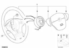 Airbag sports steering wheel, leather — BMW E36 factory diagram